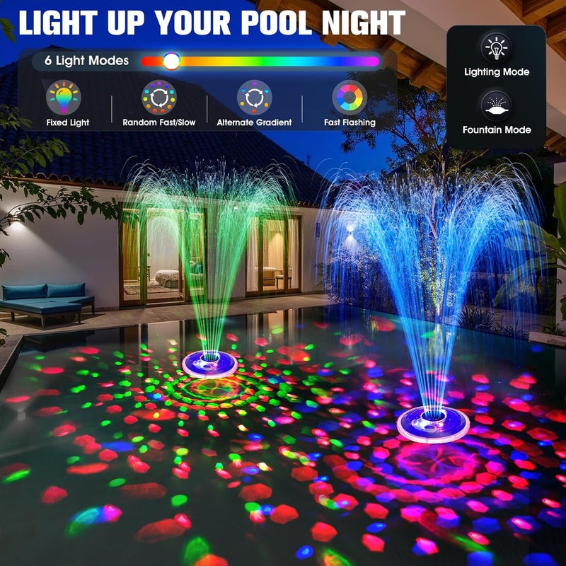 ChlorStar Upgraded Pool Fountain, Floating Pool Fountain with Lights, Above Ground Pool Water Fountains with Anchor, Swimming Pool Fountains for Inground Pool-1PC - Image 2